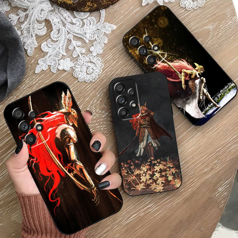 E-Elden Warrior Ring Hot For Samsung A53 A52 A33 A32 A51 A71 A21S A13 A73 A55 A22 A23 A35 A72 A54 A12 5G Black Soft Phone Case