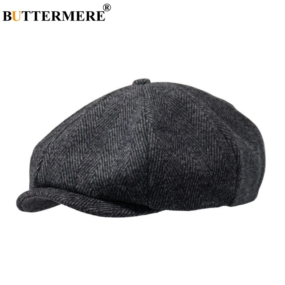 BUTTERMERE Newsboys boina espiga hombres gorras planas lana Casual invierno Tweed mujer estilo inglés clásico octogonal sombreros y gorra