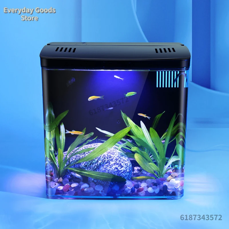 Réservoir de poissons salon petit mini réservoir Douyu ménage table réservoir écologique auto-circulant filtre arrière aquarium rouge