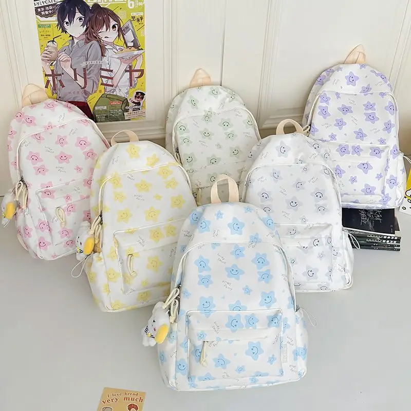 Mochilas juveniles adolescentes Japanischer Rucksack, süßer Rucksack für Schüler der Mittelstufe, große Damentasche mit Stern