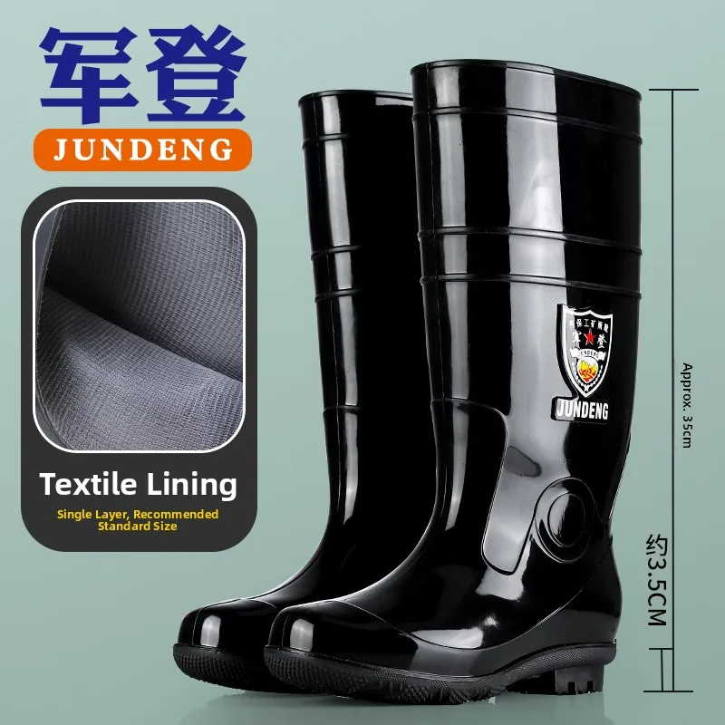 Large Size Fleece Lined High Top Rain Boots Men's 47 48 Waterproof Non Slip Construction Kitchen Work Boots Rubber Shoes