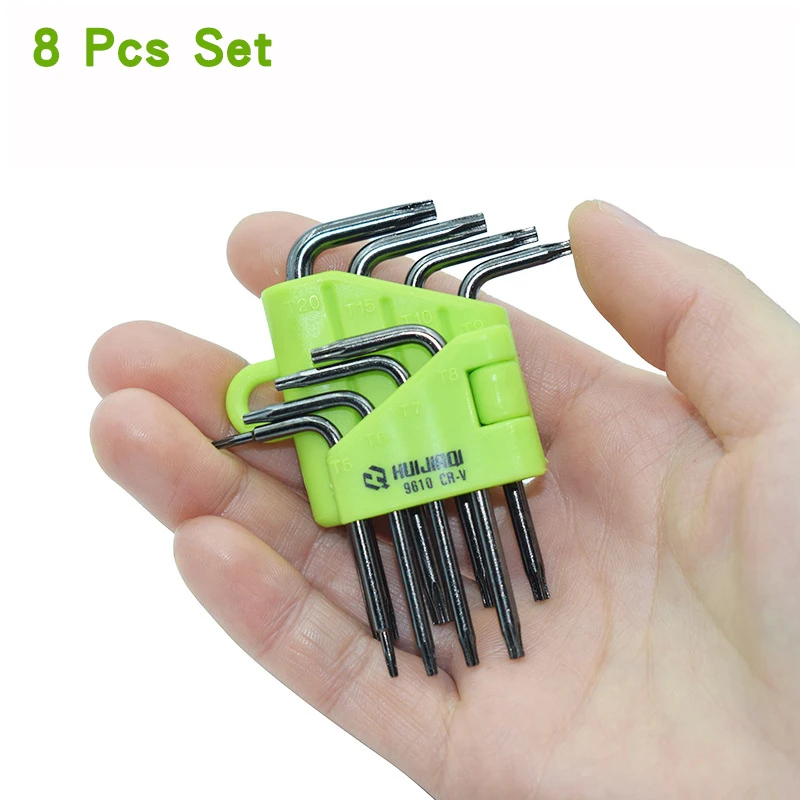 

8-pcs Set Mini Allen Wrench Flower-shaped Star With Hole T5 T6 T8 T10 T15 T20 Drone Repair Computer Hard Disk Disassembly Tool