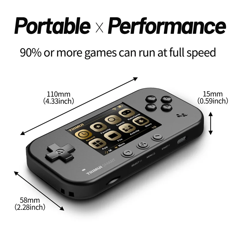 ABKI-Trimui وحدة تحكم ألعاب ذكية لـ AMPOWN مطابقة 2.4 بوصة IPS شاشة مفتوحة المصدر ريترو يده واي فاي VS وحدة تحكم ألعاب محمولة