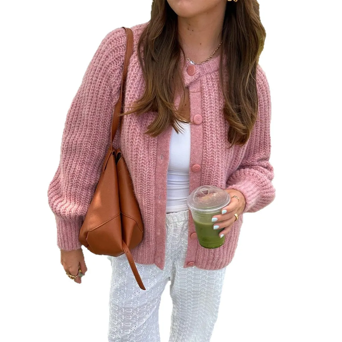 Sweaters Long Sleeved Button Sweater for Women Korean Fashion Tops 2025 Autumn Office Cardigan