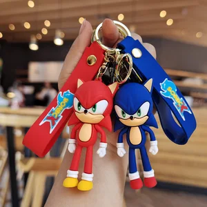 Sonic Anime Silhouette dessinée mignonne en silicone Porte-clés pendentif Sac pendentif Porte-clés Porte-clés Cadeaux de couple Amis Bijoux de couple Mode 6 meilleurs porte-clés soniques en vente - No4