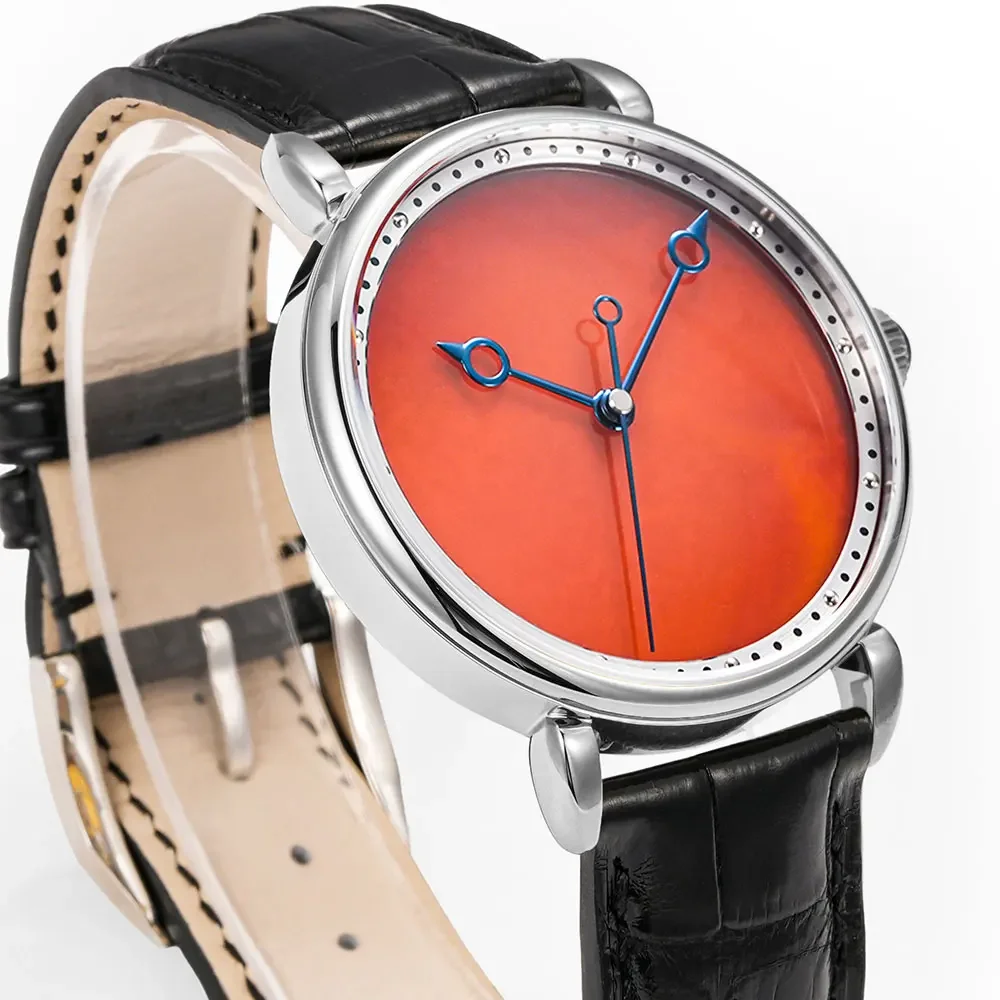 HUASUO 41mm Orologi di lusso con quadrante in agata rossa per uomo Seraphinite da polso in cristallo di zaffiro Movimento automatico ETA2892 o gabbiano
