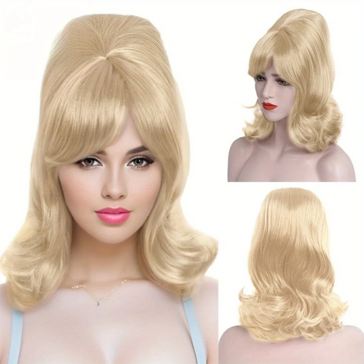 Hot deal: Anxin Brand Synthetic Fiber Wig: Platinum Blonde Half-Tied Curly Hairstyle, with Fluffy and Smooth Hair Strands, Made from High-Quality Synthetic Fiber Material, Featuring Dynamic Curls, Suitable for Cosplay, Role-Playing, and Themed Events, Easily Creates an Atmospheric Vibe, a Fashionable Item That Showcases Trendy Styles