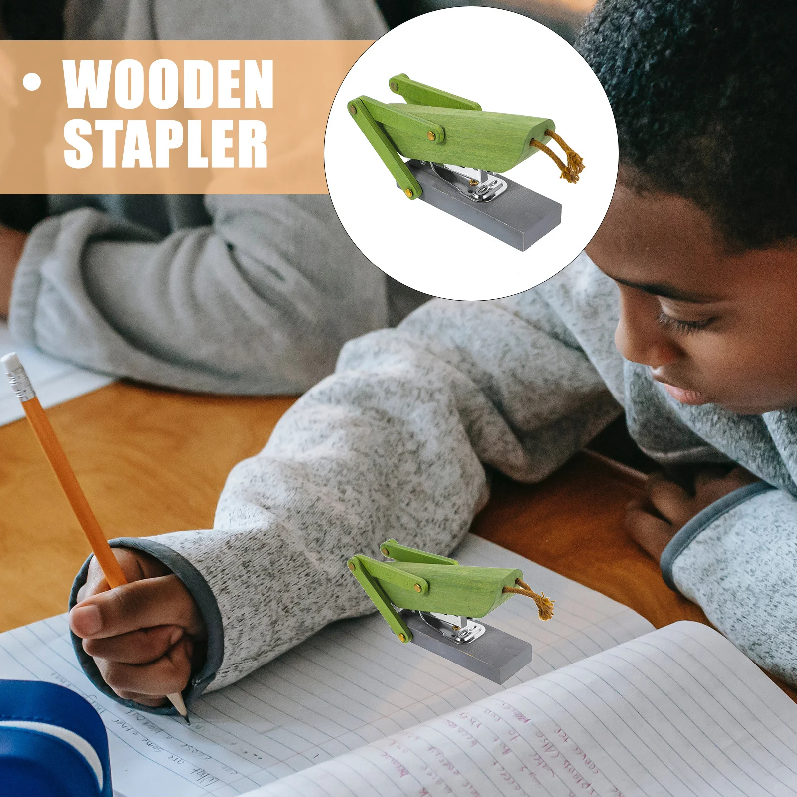 دباسة خشبية على شكل حيوانات دباسة كرتونية صغيرة لديكور مكتب المدرسة أداة تدبيس ورقية قابلة لإعادة الاستخدام أدوات مكتبية محمولة #1