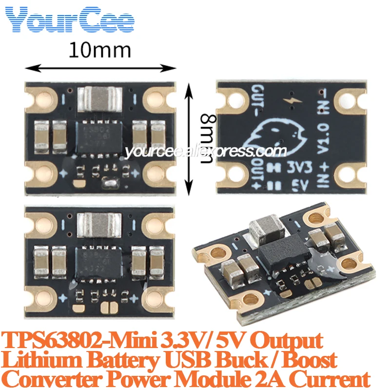 20 peças/1 peça TPS63802 Mini Módulo Conversor de Potência USB Buck/Boost Step Up Down Ultra Pequeno com Saída de 3.3V/5V e Corrente de 2A para Bateria de Lítio