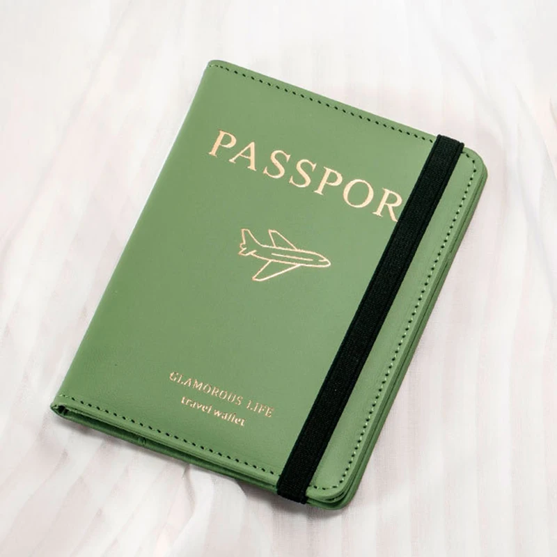 Engraving Name Passport Cover Wallet Fashion Travel Wallet RFID Case for Passports Card Holder Multi Functional Passport Clip