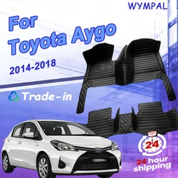 Custom Auto Luxury Leather Car Floor Mat For Toyota Aygo 2014 2015 2016 2017 2018 Car Mat Full Set Women Waterproof Accessories