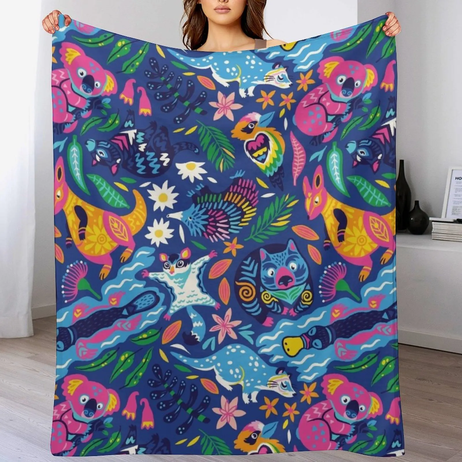 

Decorative Australian animals Throw Blanket Men's Soft Warm Throw Blanket for Couch