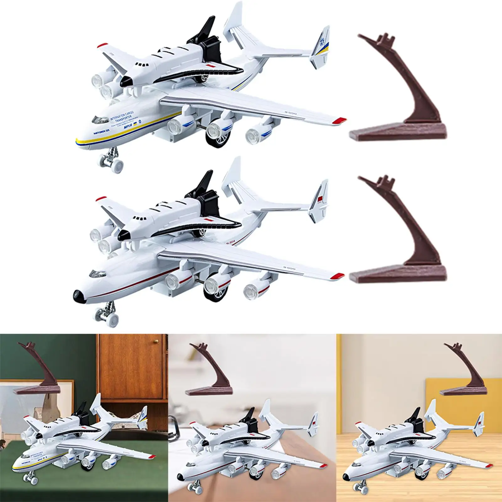 

Airplane Toy with Stand Ornaments Collection Transport Aircraft Model for Kids