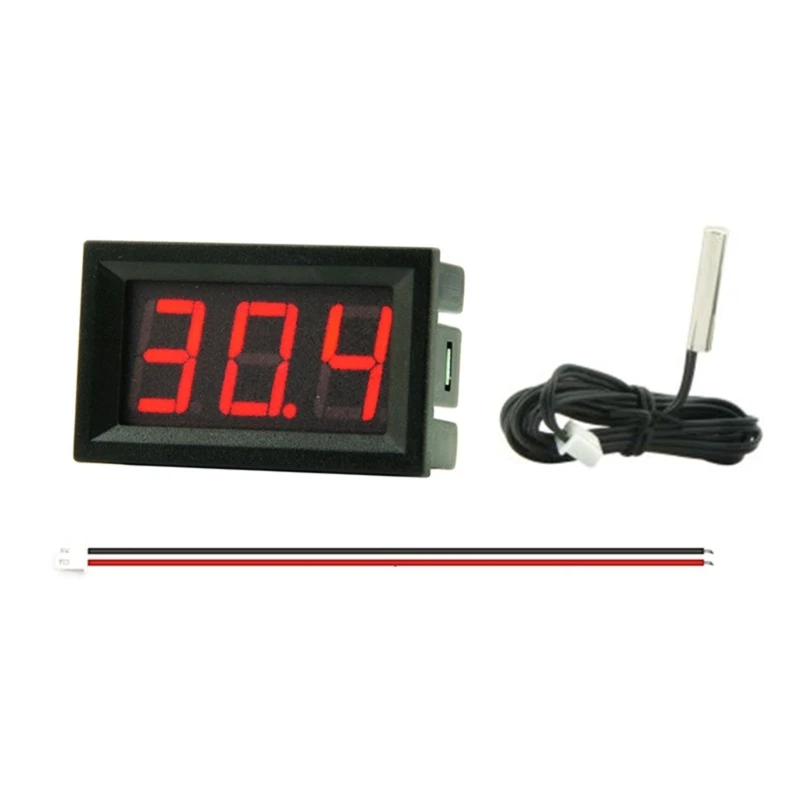 High Accuracy Thermometer -50℃-120℃ Digital Thermometer Single Display 4-30V with 100cm Metal Probe for Car Room Indoor