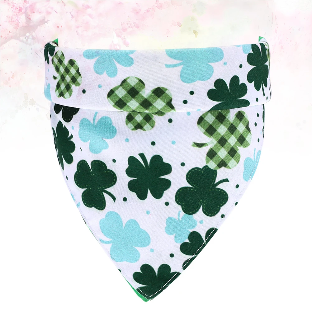 

Pet Green Scarf Triangle Clover Design Bright Color Dog Cats Necklace Decor Collar Bib Birthday Party Gift Pet Supplies