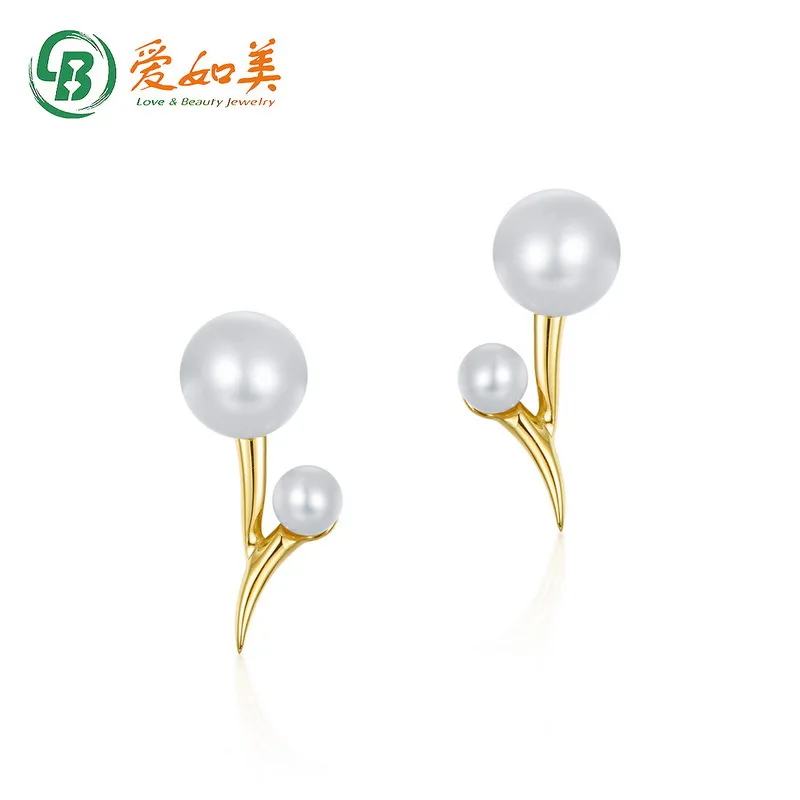

New Light Luxury Natura Freshwater Pearl Cherry 14K Gold Earrings for Women's Minimalist Internet CelebritySmall Flower Earrings