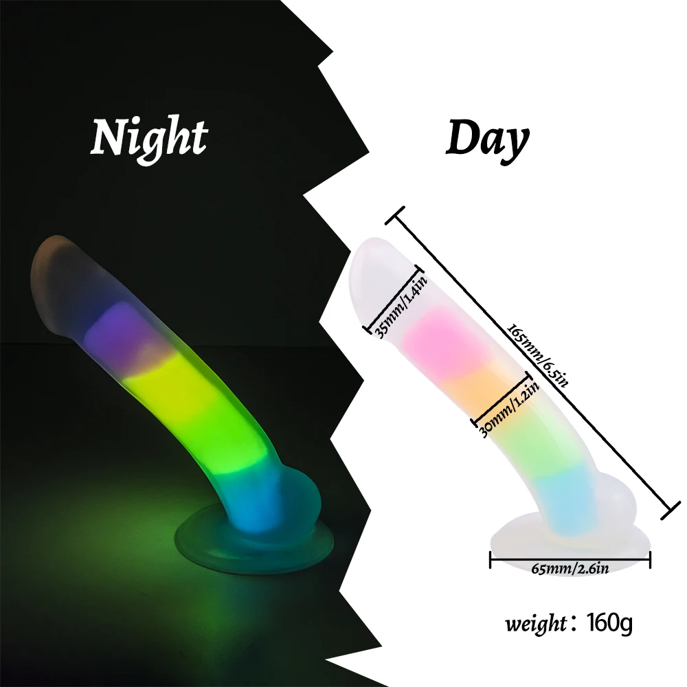 Colour Soft  Anal Dildo Noctilucent Sex Toys Anus Plug ButtPlug Masturbation Prostate Massage Sucker Luminous for Women or Men