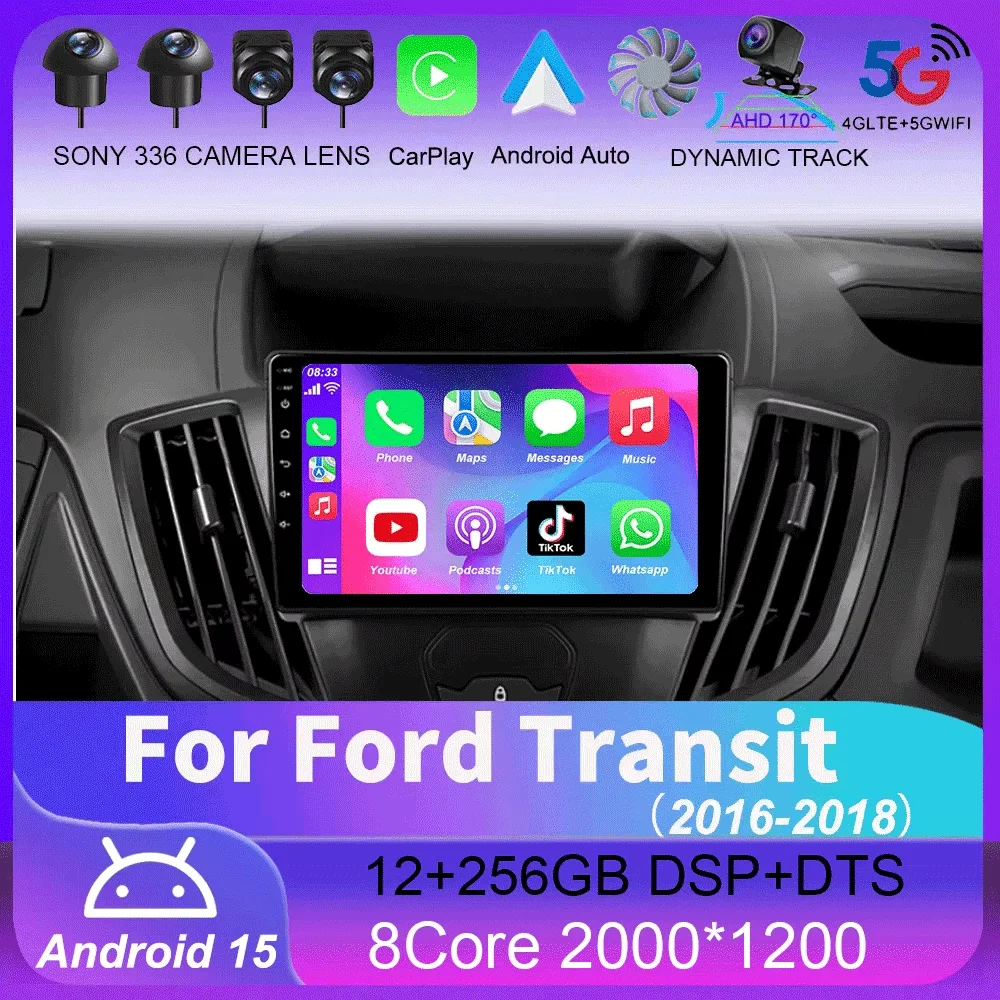 

Android 14 Wireless Carplay e Auto WIFI + 4G на Ford Transit 2015 2016 2017 2018 авторадио lettore видео мультимедиа Стерео 2d