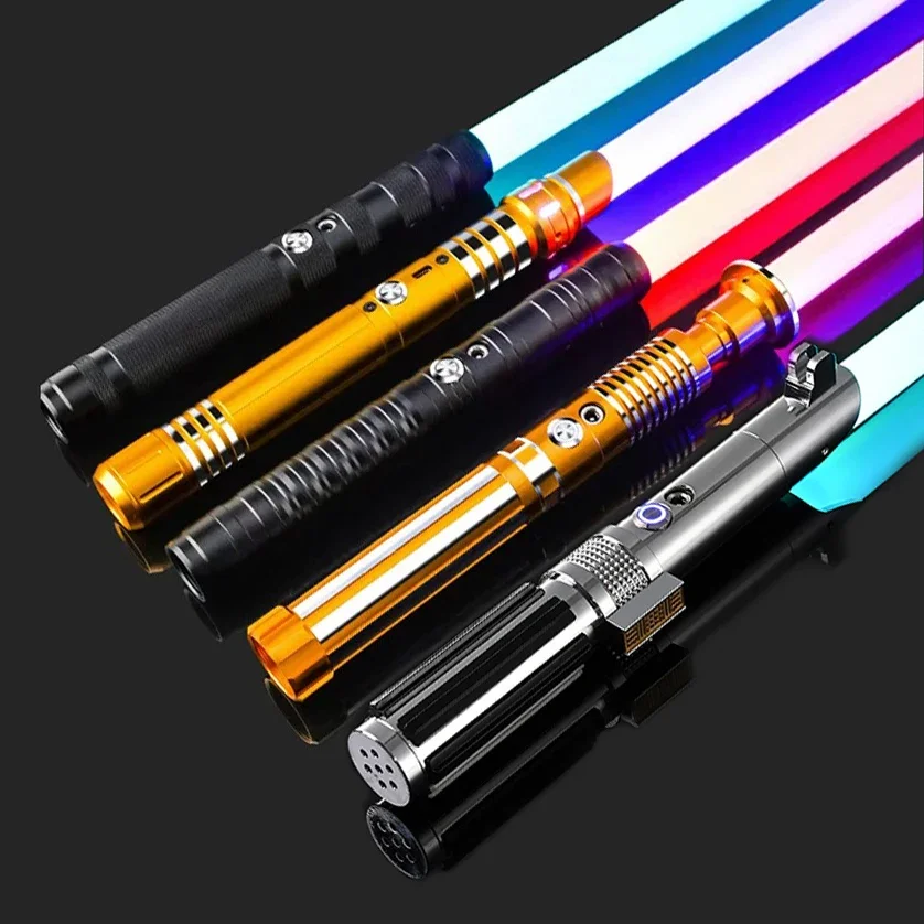 

Metal Handle RGB Cosplay Double-edged Lightsaber Laser Sword 16 Colors Change LED Switchable Sound And Light For Boys Girls Gift