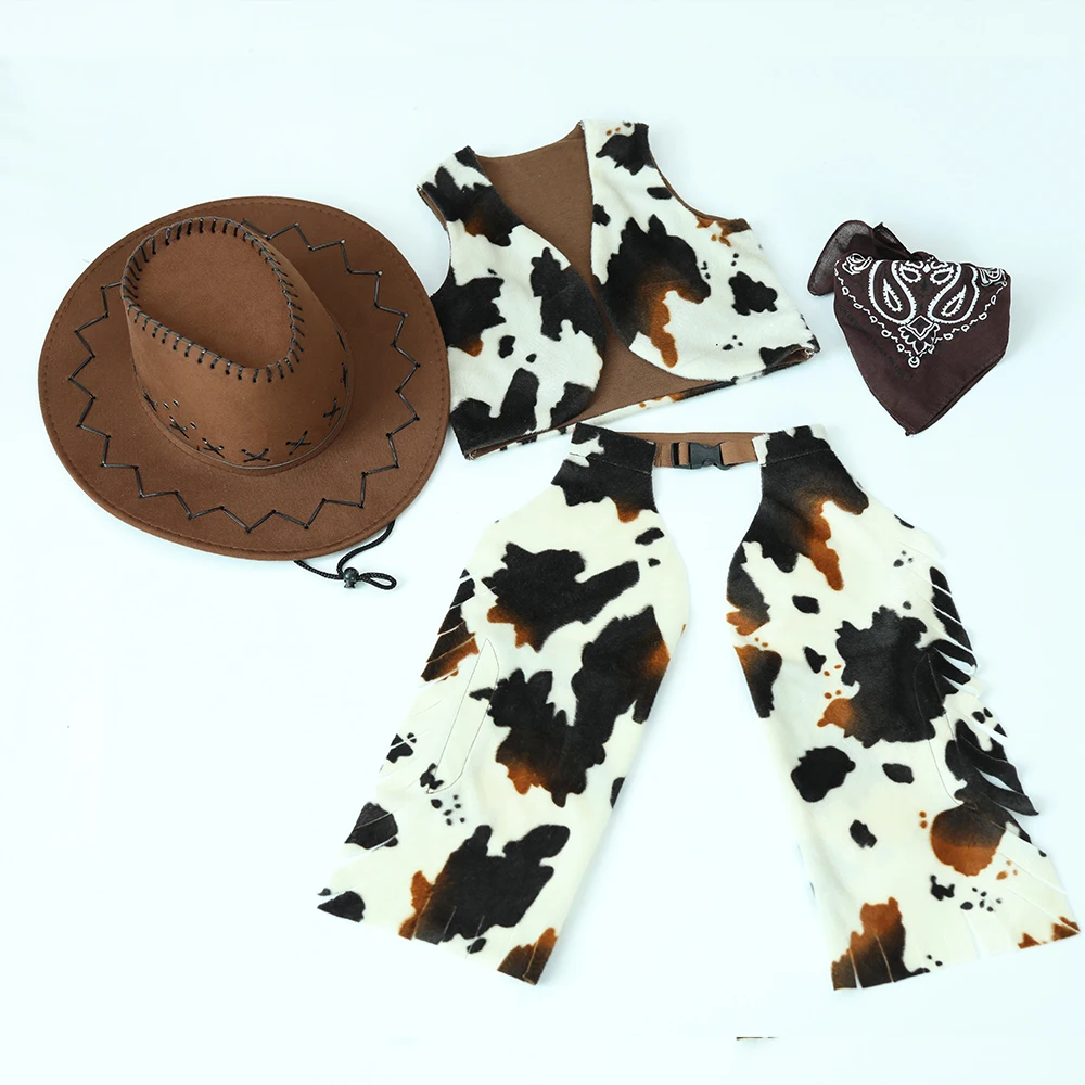 2022 Baby Photography Props Clothing Western Cowboy Hat Suede Look Wild Fancy Pants For Boy Kids Costume Farm Party Cosplay Jean