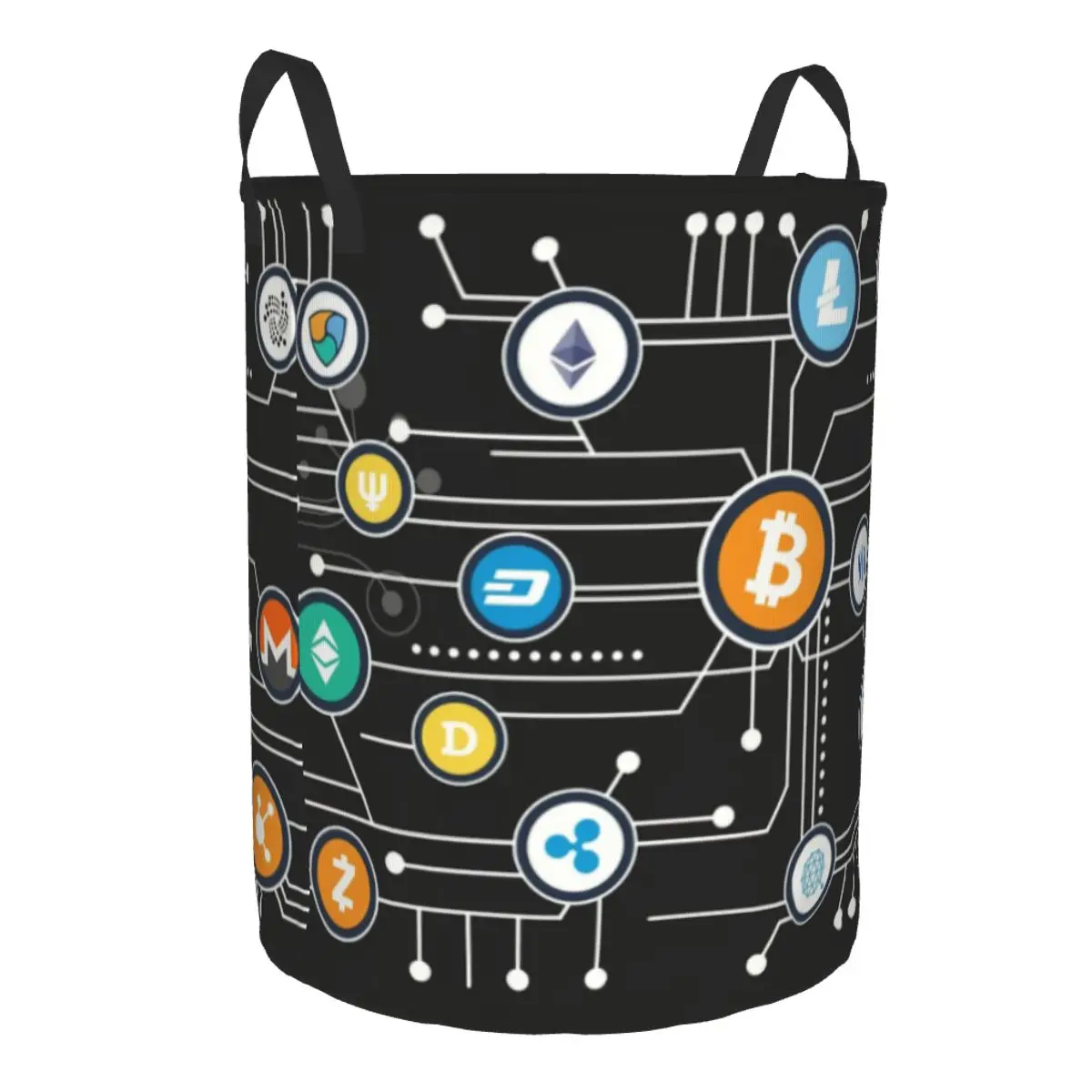 Cryptocurrency Bitcoin Altcoin Blockchain Logo Laundry Basket Foldable Large Clothes Storage Bin Ethereum Baby Hamper