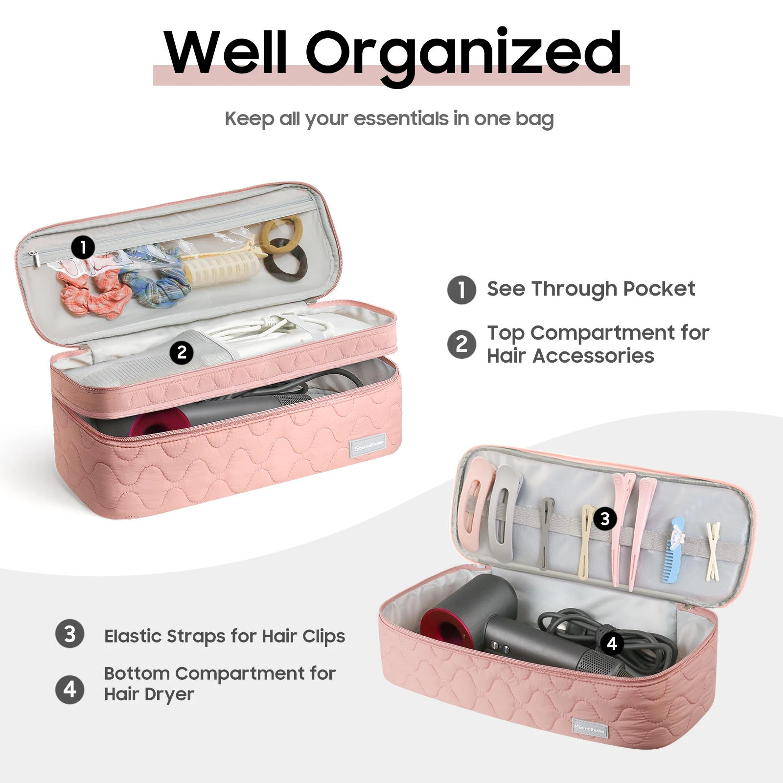 Portable Hair Dryer Handbag Travel Carrying Case Multifunction Cosmetic Make Up Storage Bag Women Toiletries Organizer Holder