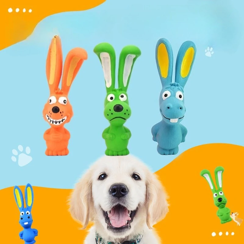 

2pcs/lot New Dog Latex Sounding Toys Long Ears Animal Series Wear-resistant Teeth Cleaning Natural Rubber Toys