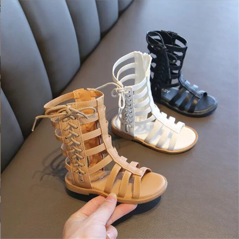 2022 Summer Fashion Roman Children Sandals High-top Kids Girls Gladiator Sandals Toddler Baby Sandals High Quality Baby Booties