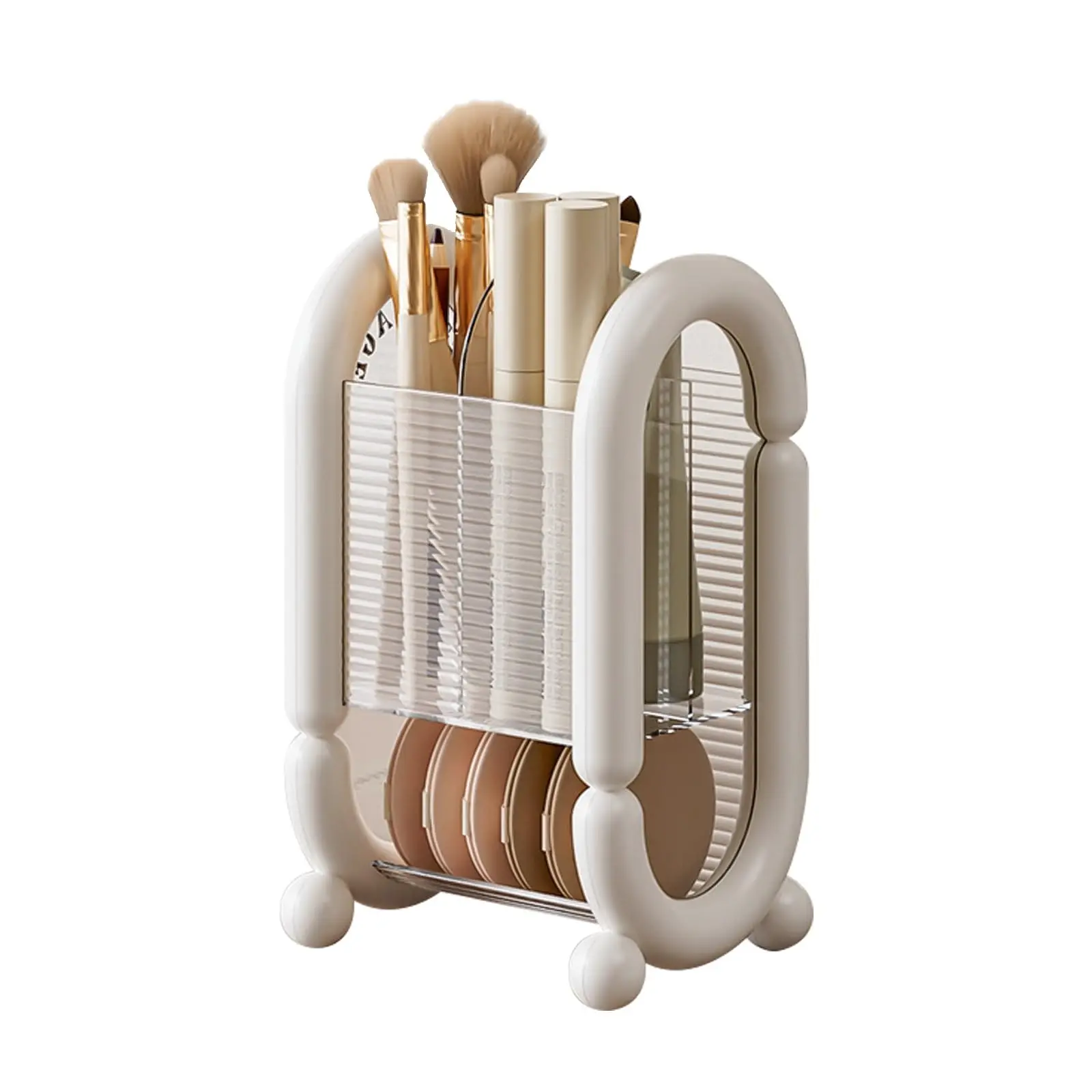 Make-upborstelhouder Poederdons Opbergorganisator Cosmetisch gereedschap Container voor ijdelheid Badkamer Aanrecht