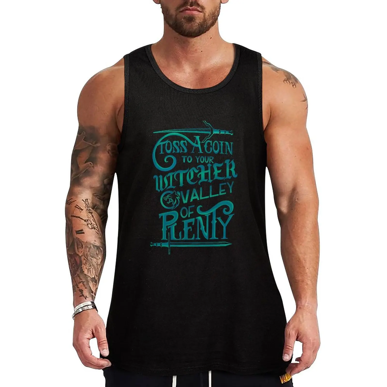

Toss A Coin to Your Witcher - Black Tank Top tops anime top men clothing