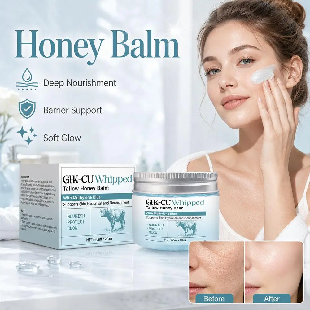 Copper Peptides GHK-Cu Beef Tallow for Face, Nourishment Blue Balm Manuka Honey Face and Body Moisturizer for All Skin Types