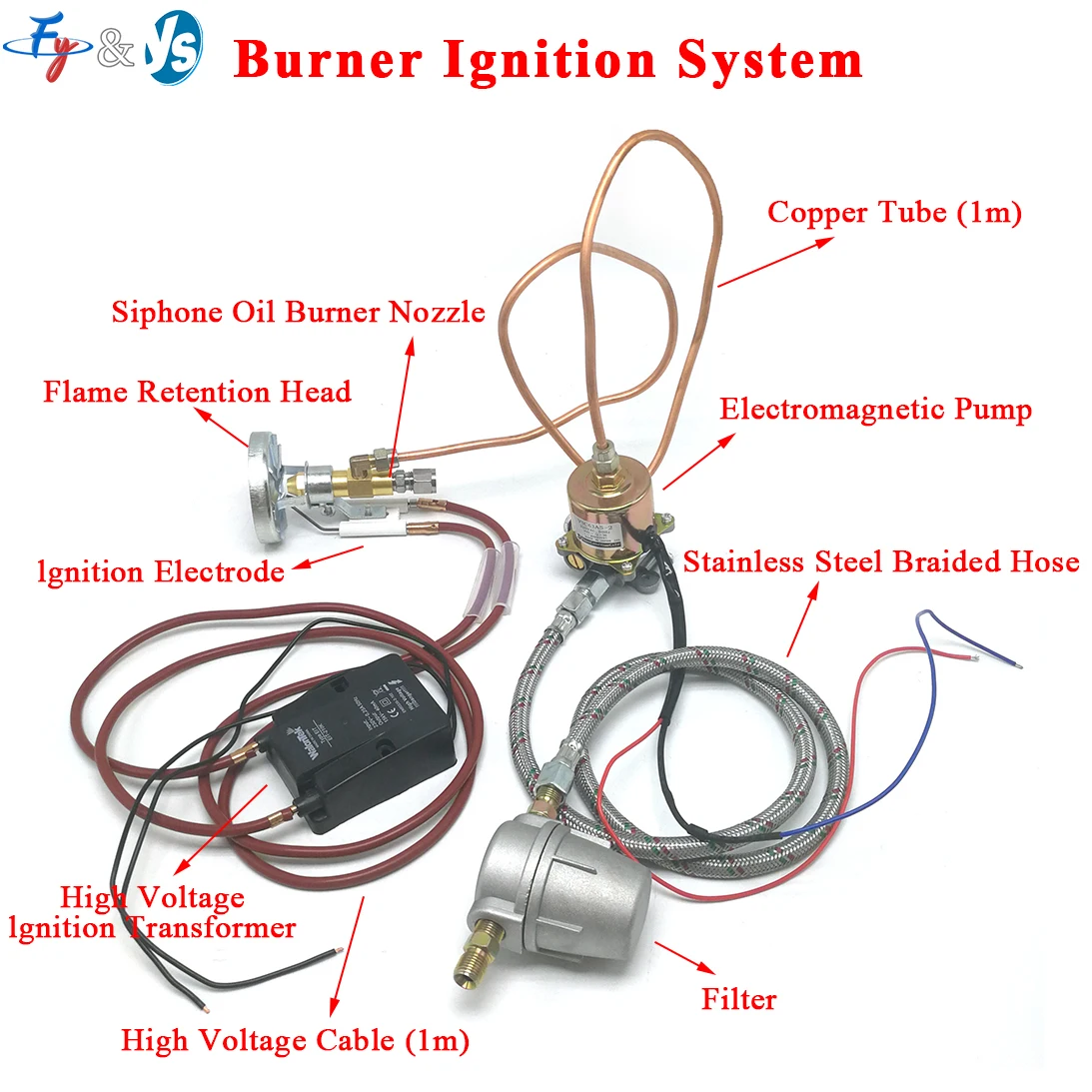 

Waste Oil, Heavy Oil,Diesel, Burner System with High Voltage Ignition Ceramic Igniter, Flame Retention Head Electromagnetic Pump