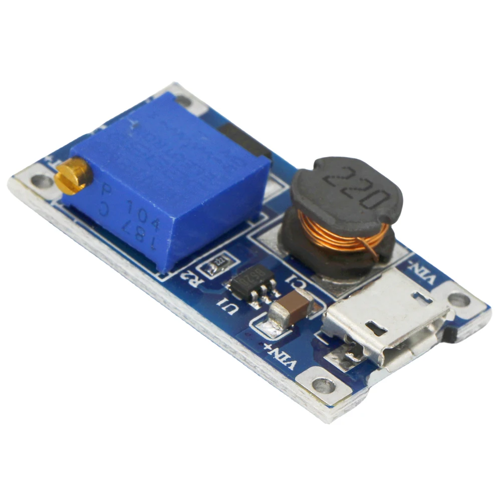 MT3608 DC-DC Adjustable Boost Module 2A Boost Plate Step Up Module With MICRO USB 2V-24V to 5V 9V 12V 28V