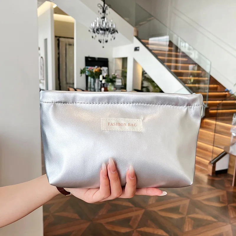 

Colorful Stripes Corduroy Cosmetic Bag Portable Travel Toiletry Bag Skincare Sundries Aesthetic Makeup Storage Bag