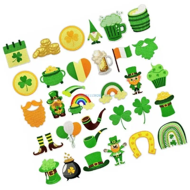 

H05E 32Pieces Patrick's Day Iron on Patches Sew on Patches for Clothing Jackets