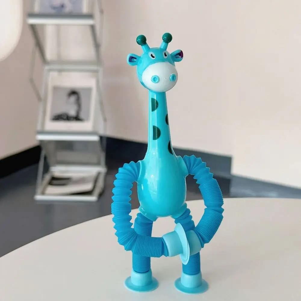Juguete de jirafa iluminado telescópico, ventosa, deformación educativa iluminada, Animal estirable, juguete de jirafa estirable DIY