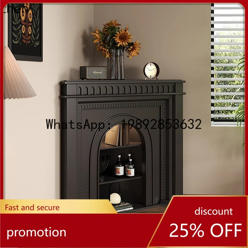 HT    Solid Wood Irregular Corner Fireplace Cabinet Decorative Cabinet Living Room Corner Side Cabinet Entryway
