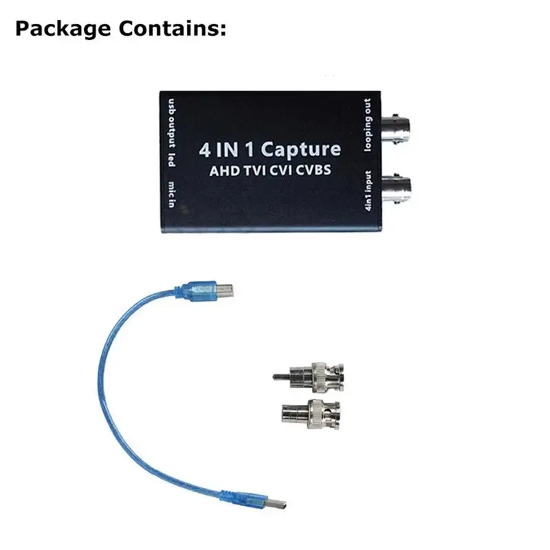 B27B AHD TVI CVI CVBS To USB Capture Card 4-In-1 BNC To USB Adapter For OBS Potplayer Video Audio Recording