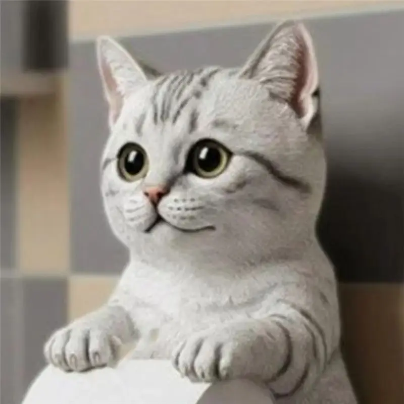 A67P-Adorable Cats Shapeds Wall Mounted Toilet Holder Organizers For Bathroom Space Saving Resin Design Easy Installation