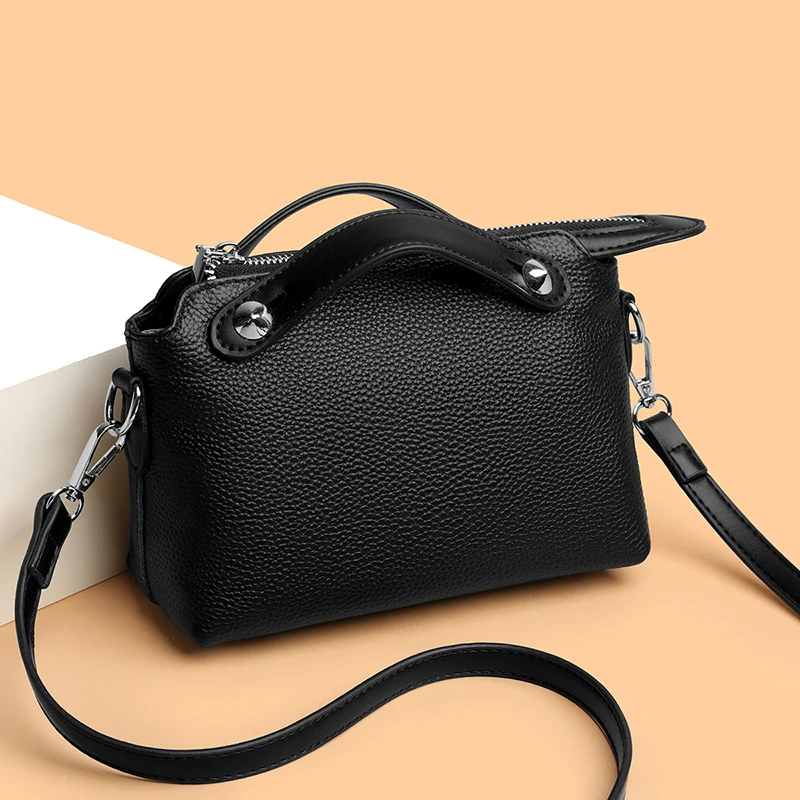 

Fashion Solid Color Genuine Leather Women Shoulder Crossbody Bag Luxury Cow Leather Female Handbags Brand Casual Tote Sac A Main
