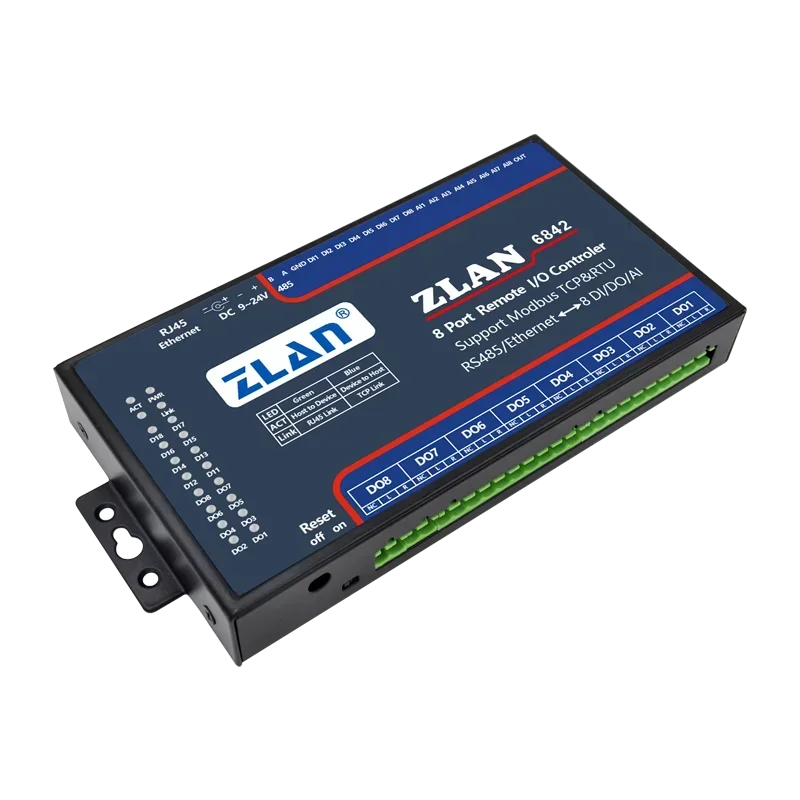 8 DI DO AI Modbus TCP Ethernet RJ45 Remote Module ZLAN6842 for Communication & Networking