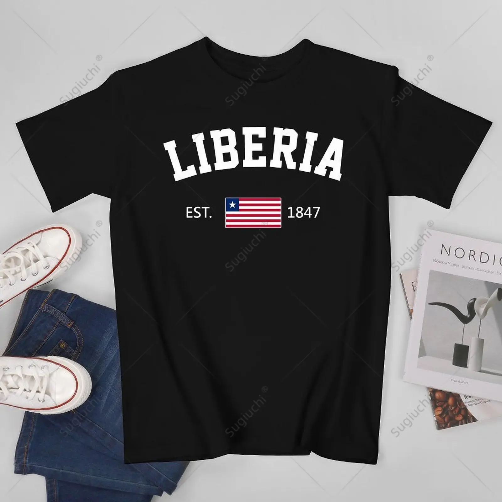 Unisex Men Liberia EST.1847 Independence Day Tshirt Tees T Shirts Women Boys 100% Cotton T-Shirt