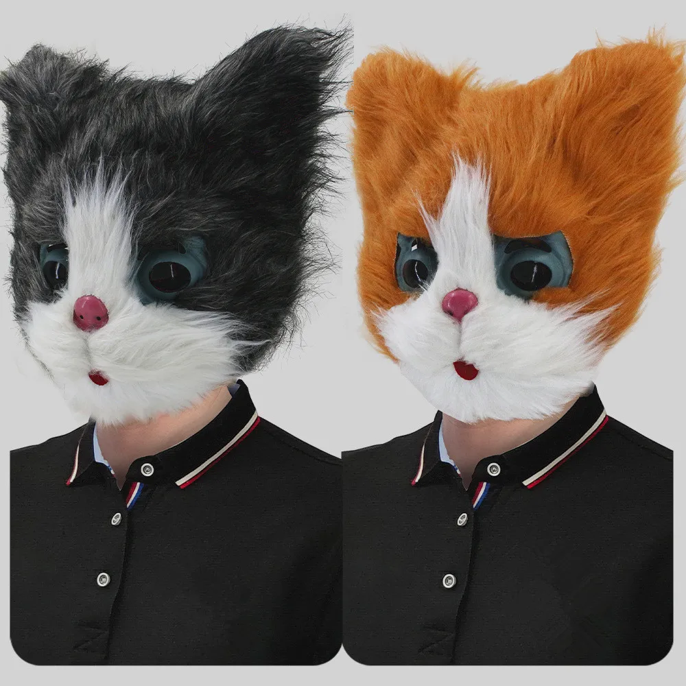 Halloween Plüsch-Katzen-Maskerade-Maske - Realistische Tiermaske Kostüm für Männer & Frauen – Detail 10