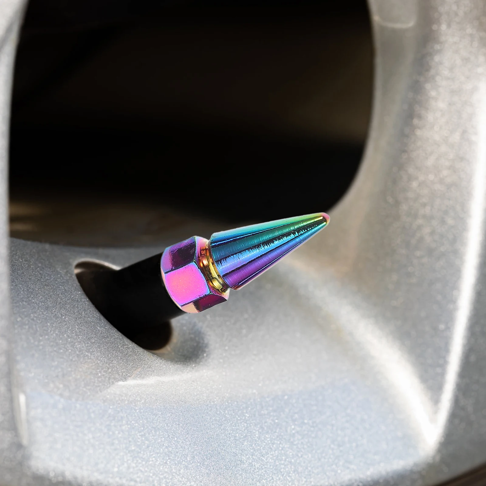

4pcs Tire Valve Caps Aluminum Alloy Car Accessories Lightweight Durable Pointed Shape Truck Motorcycle Parts Metal Stem Air