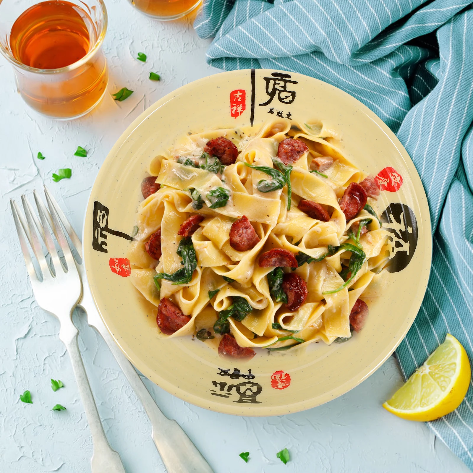 

Melamine Bowls Large Capacity Soup Noodle Dinnerware Smooth Edge Food Safe Ideal for Rice Pasta Fruits Kitchen Barware