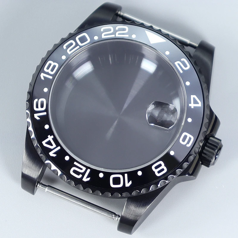 

40mm Diving Case Waterproof Sapphire For Seiko Nh35 Nh36 Nh34 Eta2824 Miyota 8215 Automatic Movt 28.5mm Dial GMT Watch Case Nh35