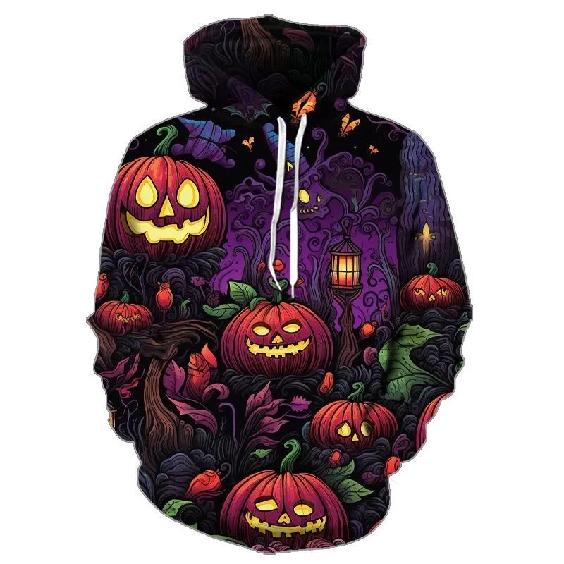 هودي بطباعة رقمية ثلاثية الأبعاد لقرع الهالوين، سترة عصرية غير رسمية للجنسين، مصنوعة من ألياف البوليستر بأكمام طويلة وقصة عاد... #5