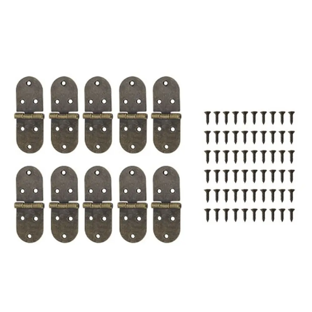 

10pcs Furniture Accessories Round Edges Folding Hinges Bronze Iron 180 Degree Hinge Furniture Door Hinge Door