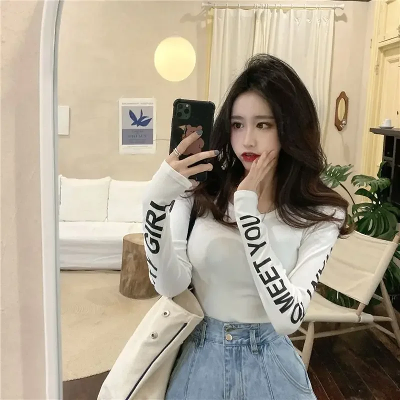 Long Sleeve T Shirt for Women Trending Clothing With Sleeves Korean Fashion Tops Woman Kpop Streetwear Cheap Clothes Style Basic