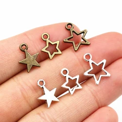 100pcs Small Star Charms Pendant Bronze Antique Silver Color Zinc Alloy DIY Jewelry Making Accessories for Bracelet Necklace